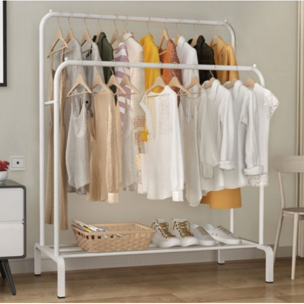 

Стойка с двойной направляющей для одежды и обуви Double floor Hanger, Белый