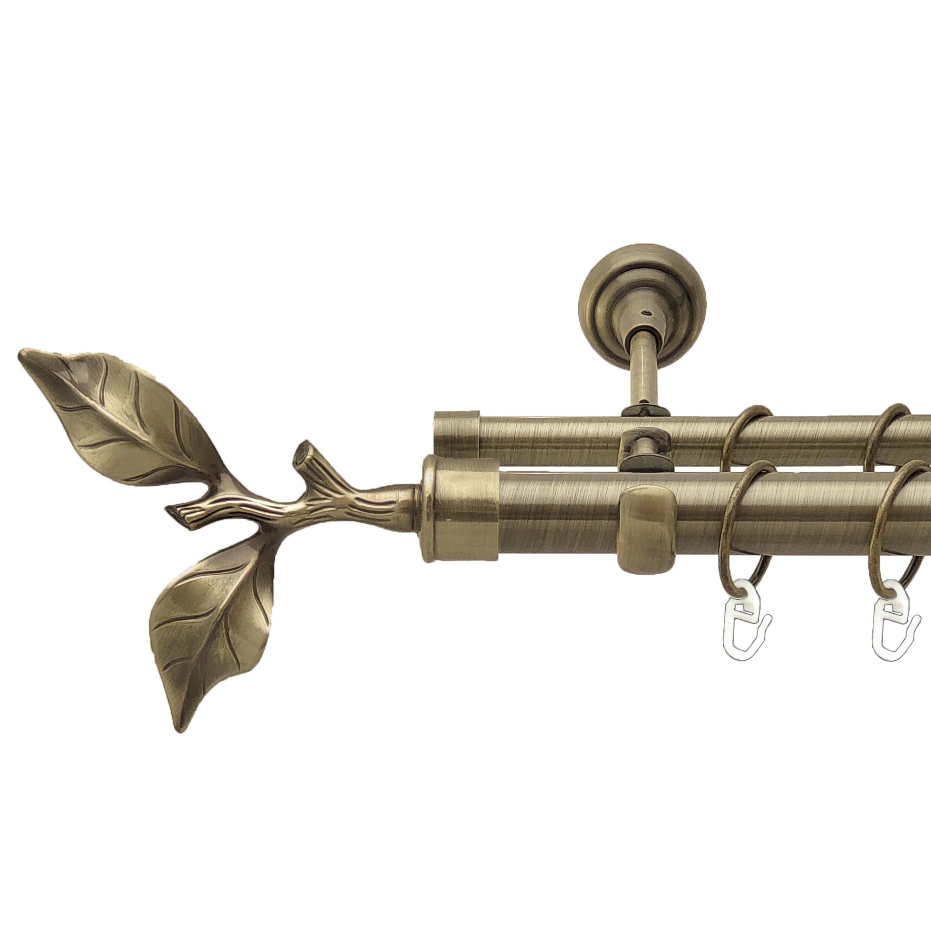 

Карниз Orvit Листок Троянди металевий дворядний відкритий гладка труба кільце металеве Антик 25\16 мм 300 см