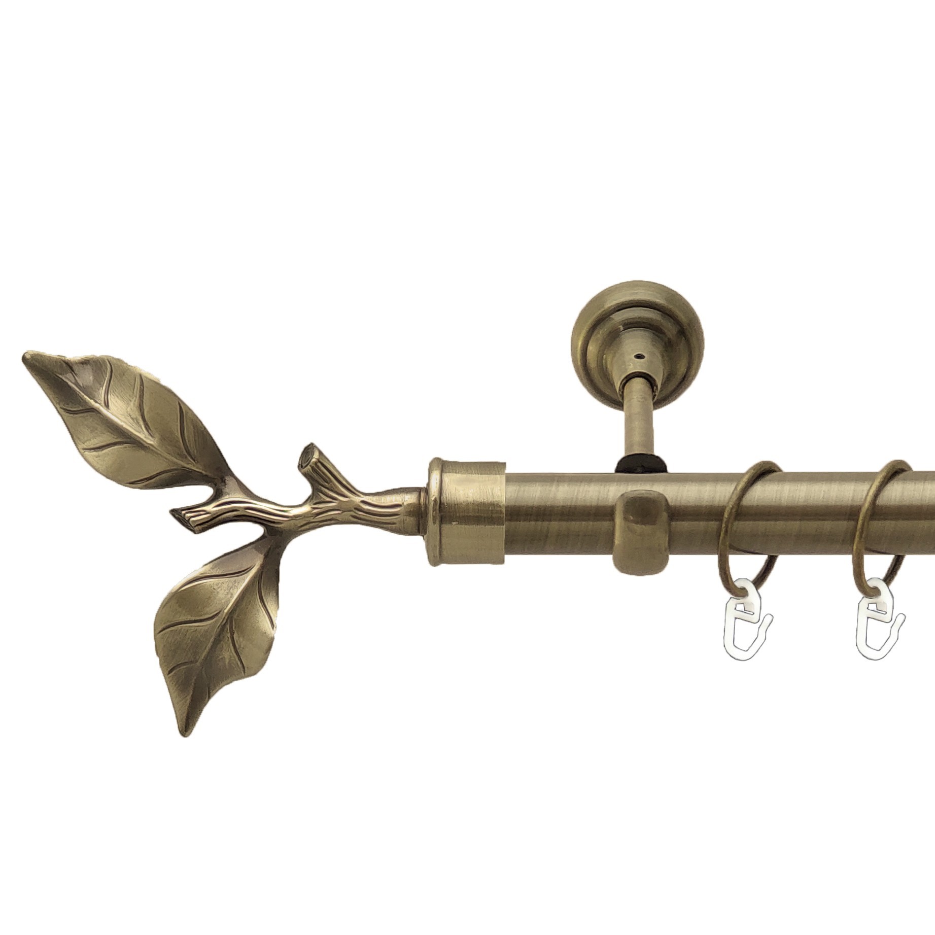 

Карниз Orvit Листок Троянди металевий однорядний відкритий гладка труба кільце металеве Антик 25 мм 300 см