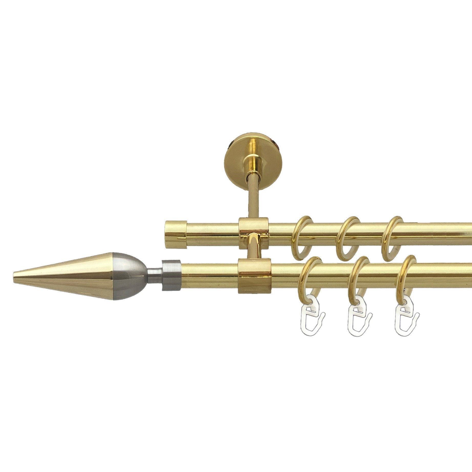 

Карниз Orvit Лінея металевий дворядний закритий гладка труба кільце металеве Золото 16\16 мм 160 см (00-00014539)