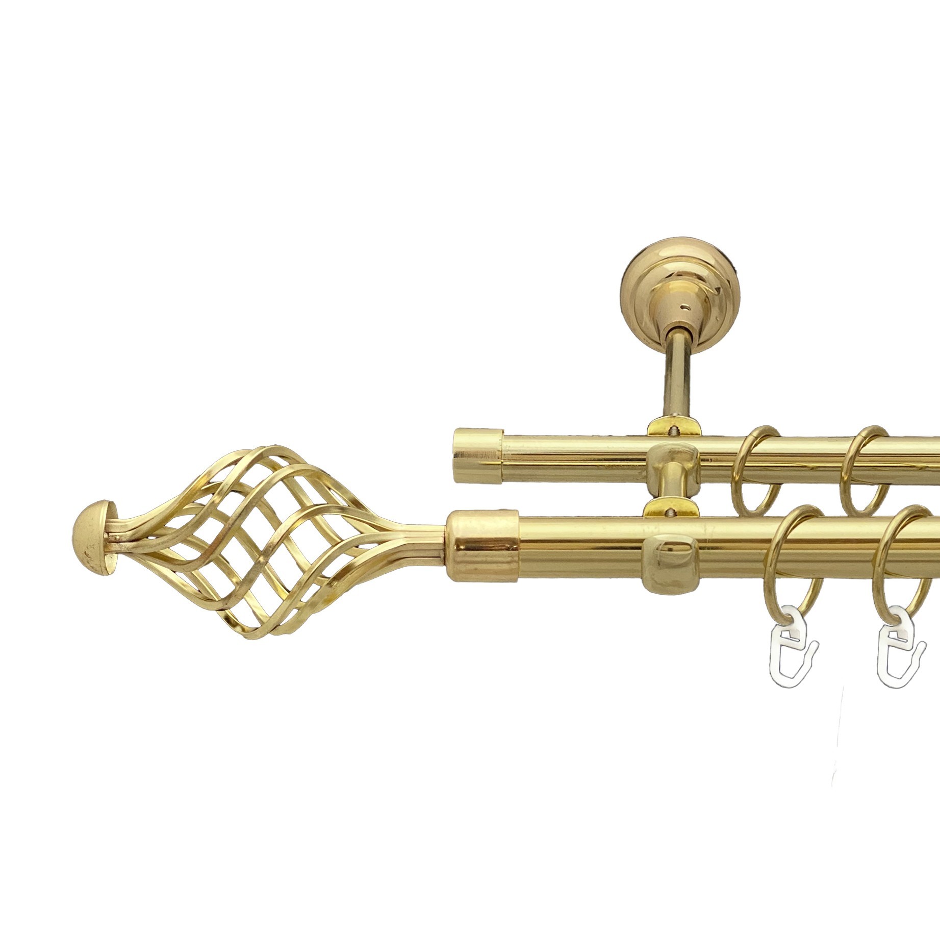 

Карниз Orvit Арезо металевий дворядний відкритий гладка труба кільце металеве Золото 19\16 мм 240 см (00-00012960)