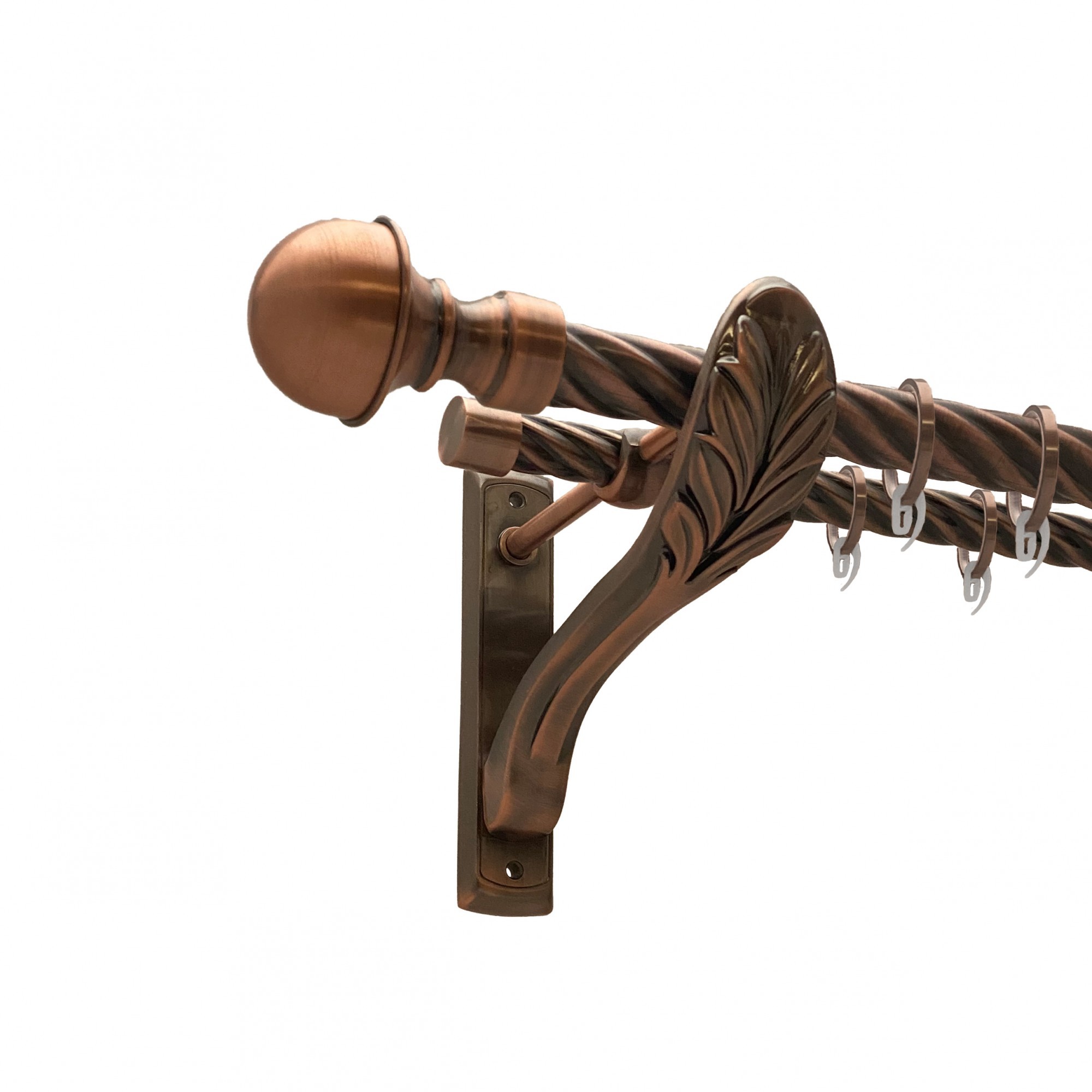 

Карниз Orvit Бостон металевий дворядний ретро скручена труба кільце фасонне металеве Мідь 25\19 мм 240 см (00-00010006)