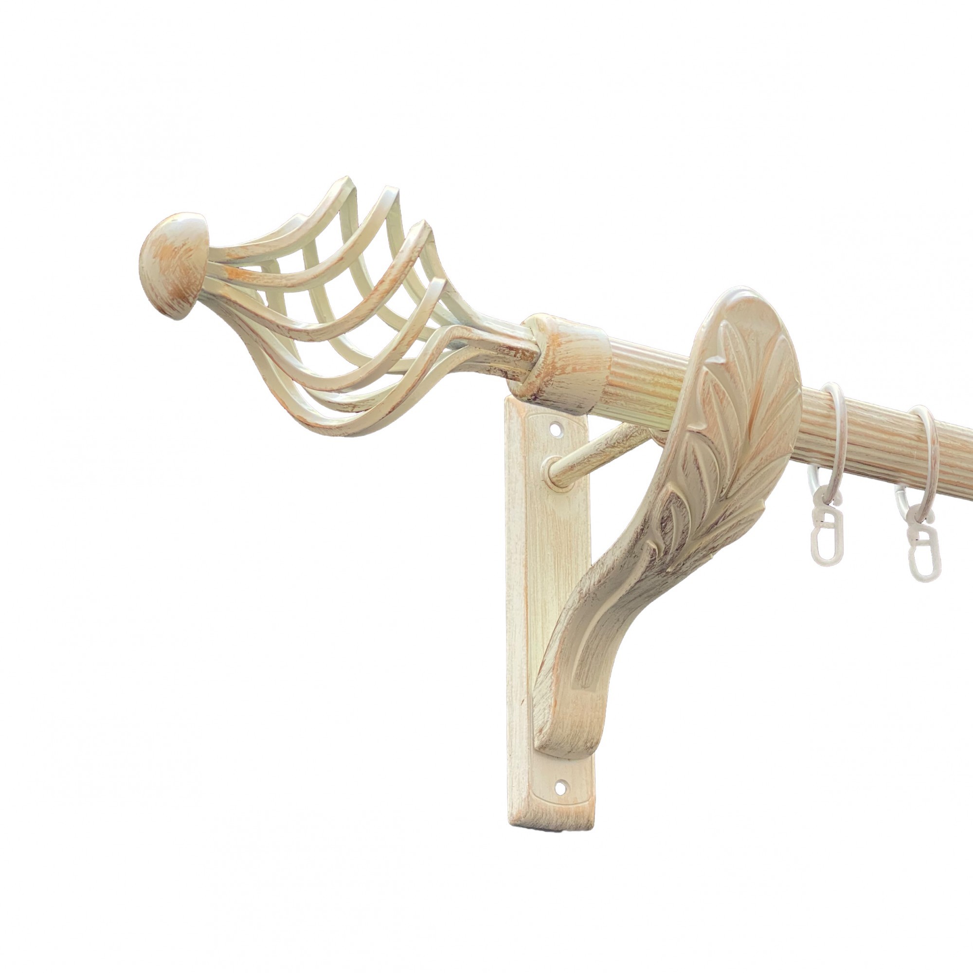 

Карниз Orvit Арезо металевий однорядний ретро рифлена труба кільце металеве Біле Золото 25 мм 300 см (00-00010602)