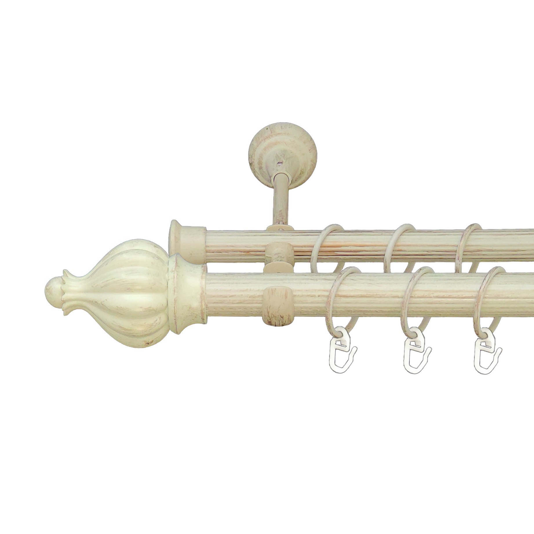 

Карниз Orvit Таджа металевий дворядний відкритий рифлена труба кільце металеве Біле Золото 25\19 мм 300 см