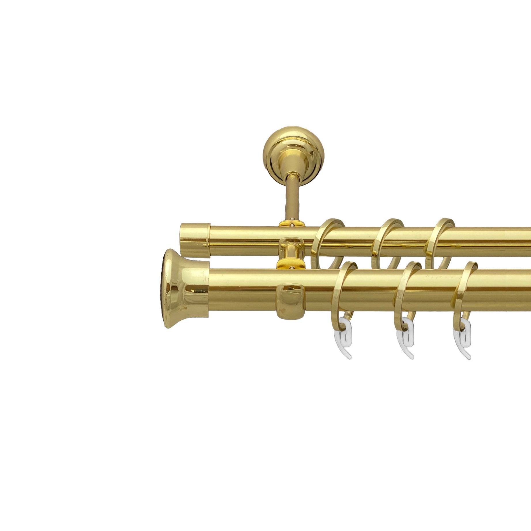 

Карниз Orvit Дуо металевий дворядний відкритий гладка труба кільце фасонне металеве Золото 25\19 мм 300 см