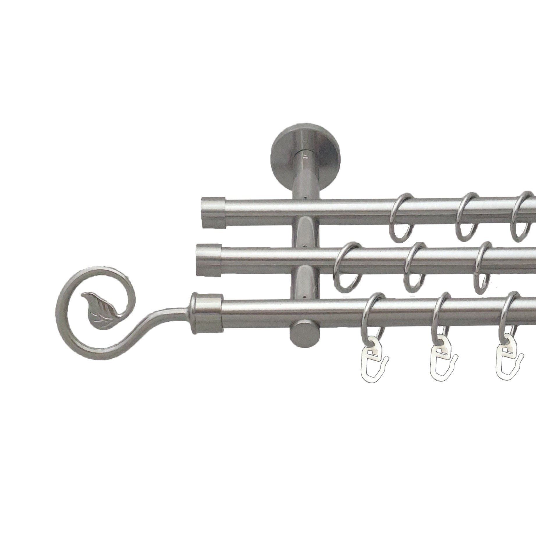 

Карниз Orvit Лукка металевий трирядний циліндр (20 см) гладка труба кільце металеве Нержавіюча Сталь 16\16\16 мм 160 см