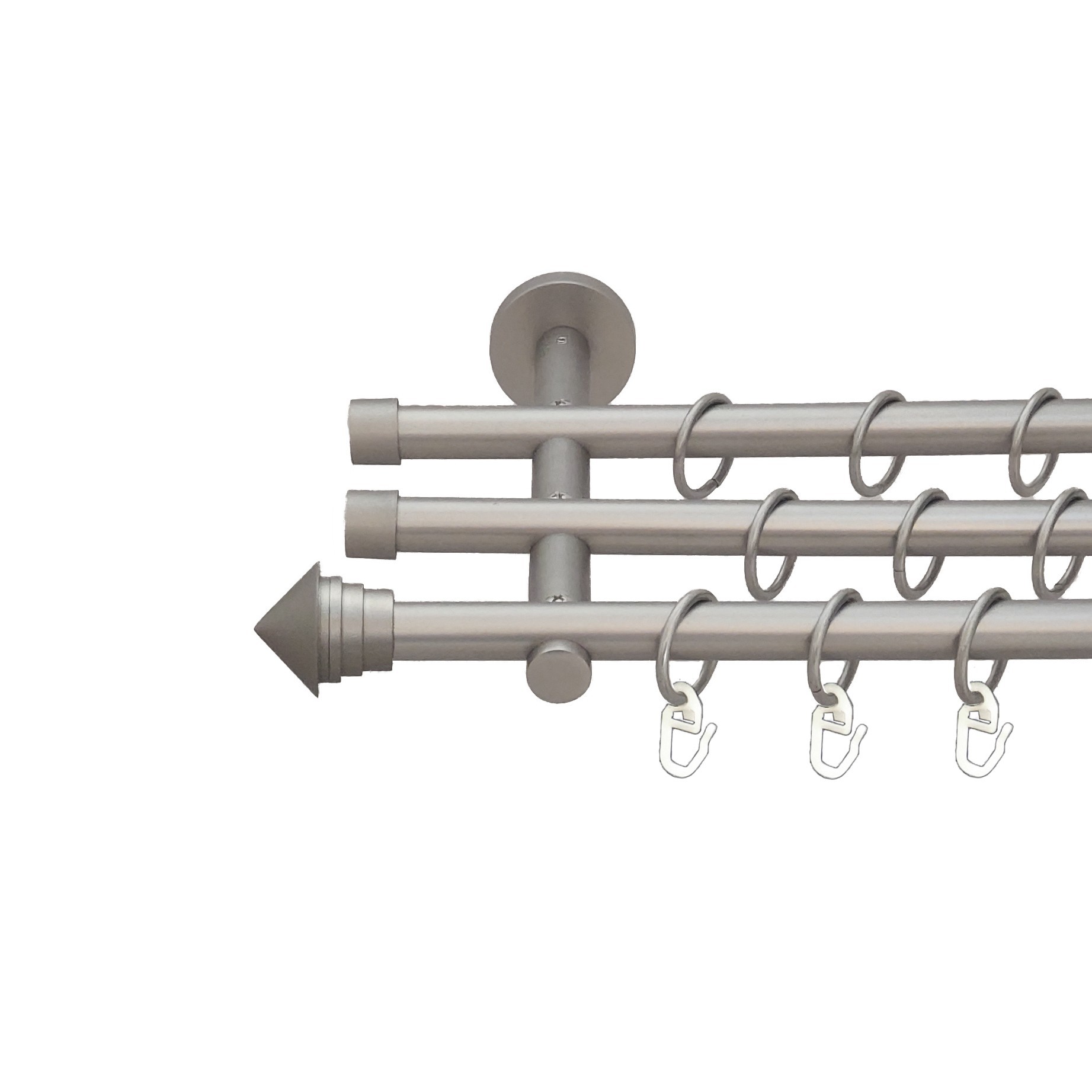 

Карниз Orvit Сетра металевий трирядний циліндр (20 см) гладка труба кільце металеве Сатин 16\16\16 мм 160 см