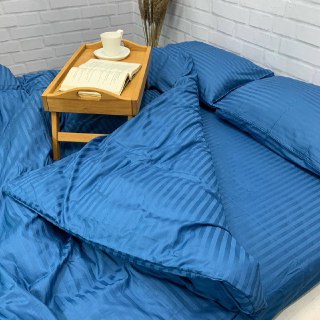 

Комплект постельного белья двуспальный Страйп Сатин Синий