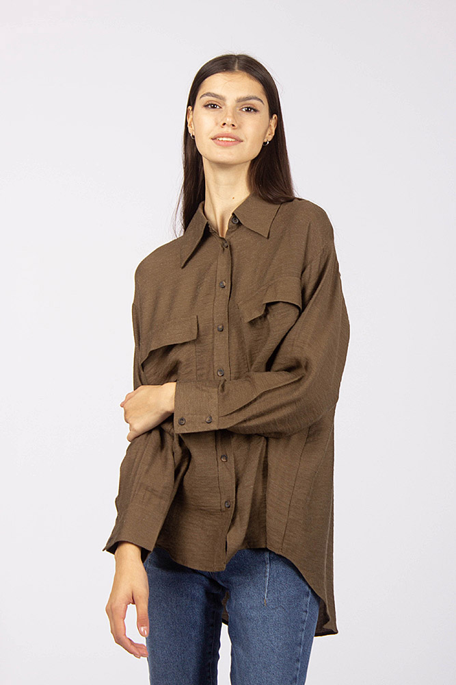 

Сорочка жіноча NEVER MORE  коричневий, Сорочка жіноча NEVER MORE S коричневий