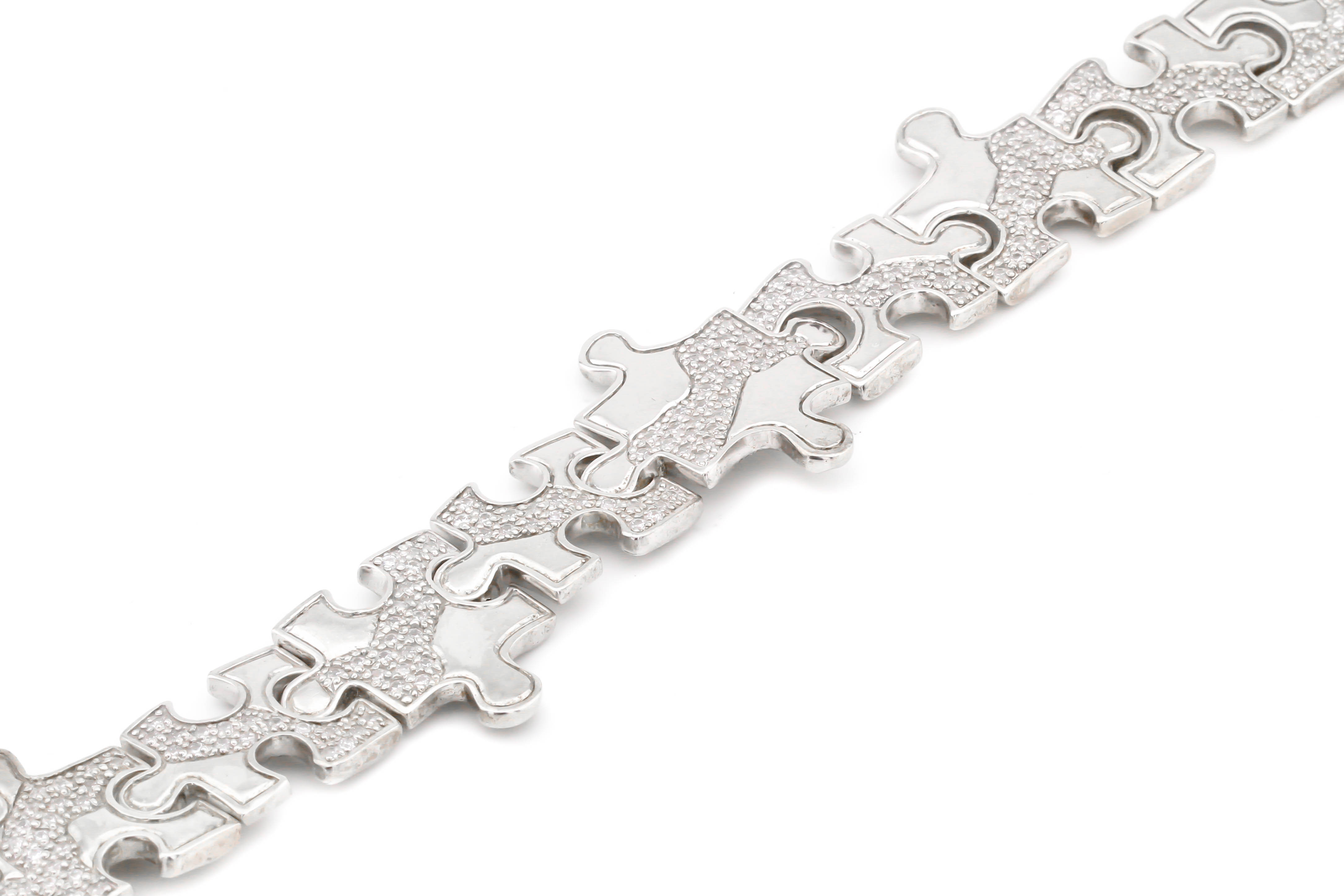 

Серебряный браслет "Пазлы" с фианитами CB15125 Диамант, 18 размер