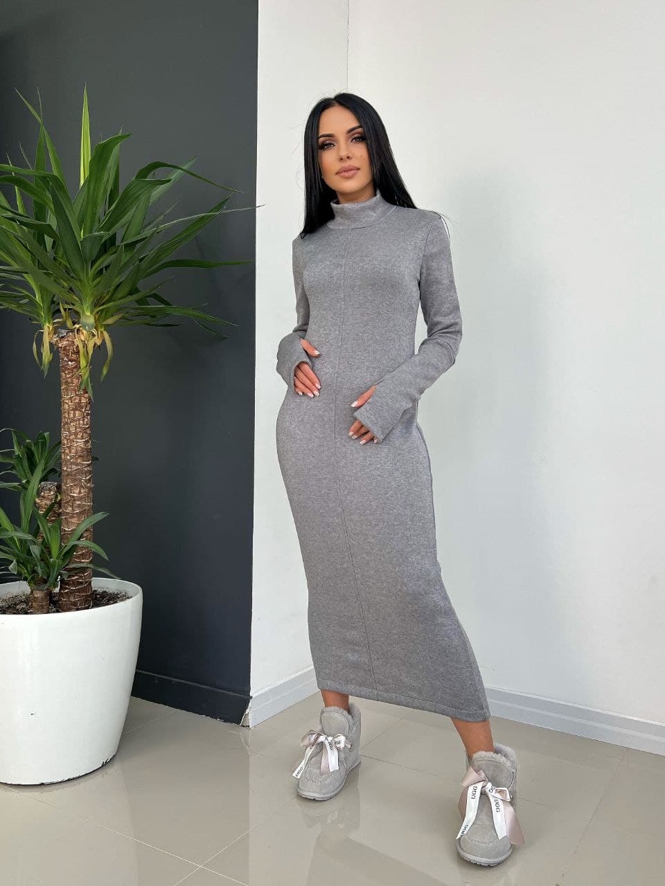 

Женское платье-гольф UK1028 р48/ серое, Женское платье-гольф UK1028 р48/52 серое