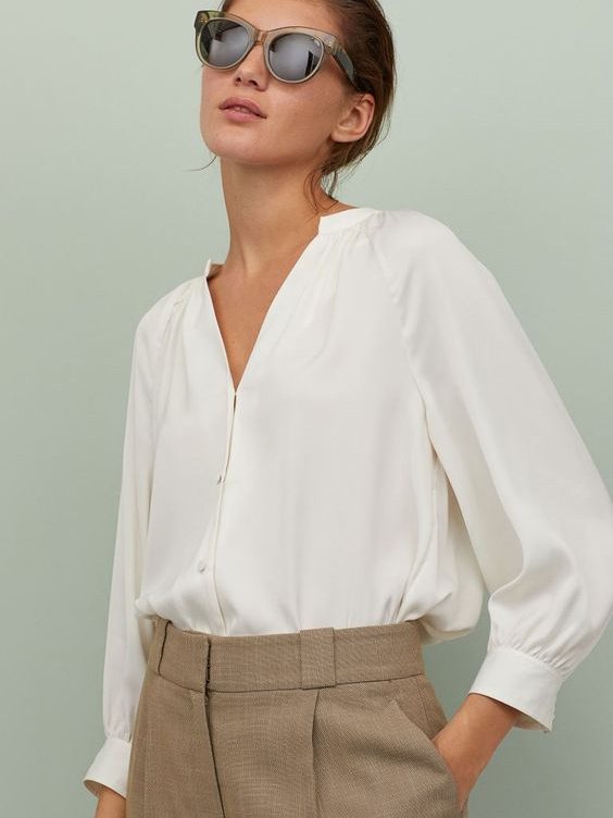 

Блузка H&M 060857267  Кремовая, Блузка H&M 060857267 40 Кремовая