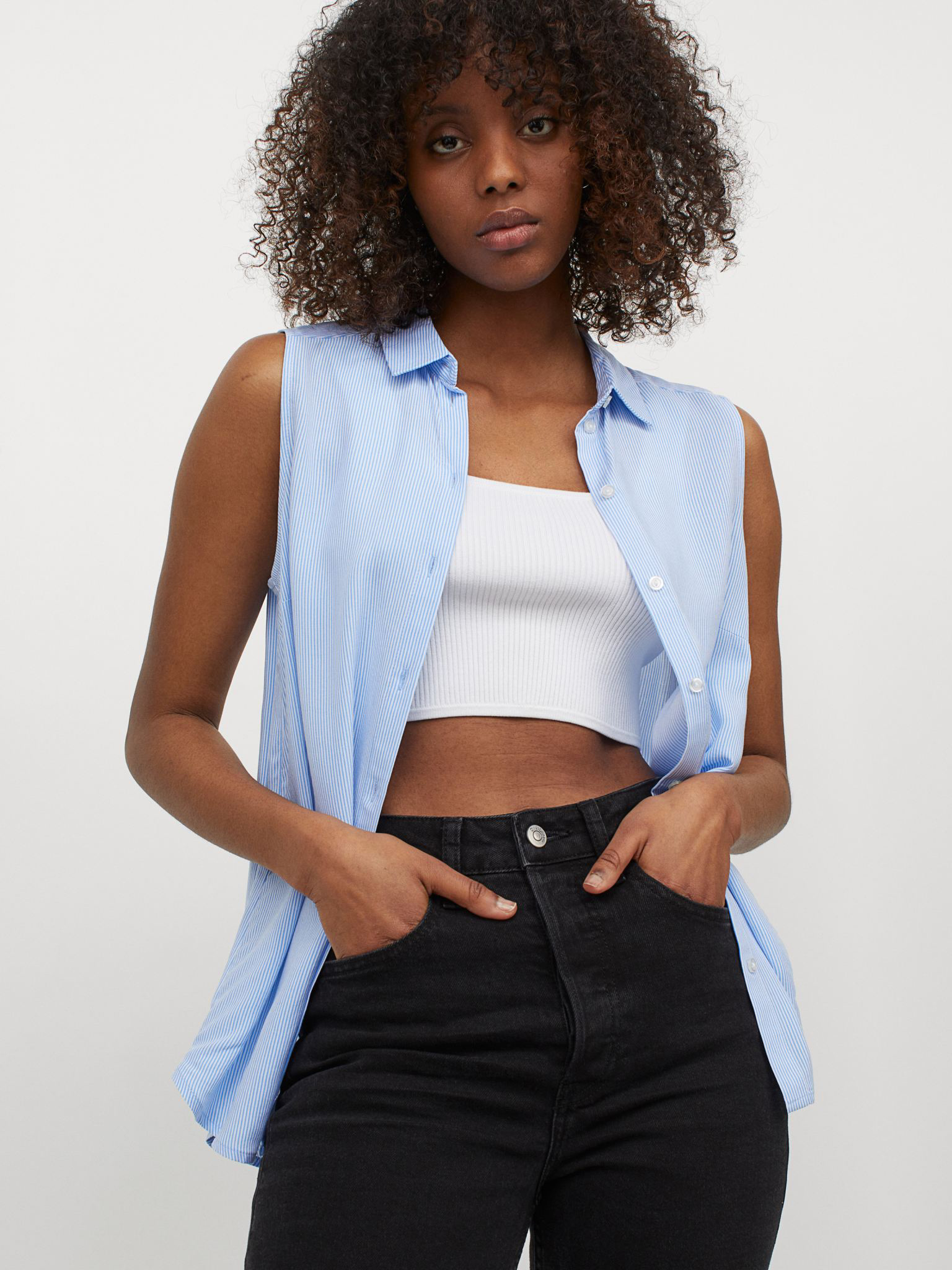 

Блузка H&M 060696594  Голубая, Блузка H&M 060696594 40 Голубая