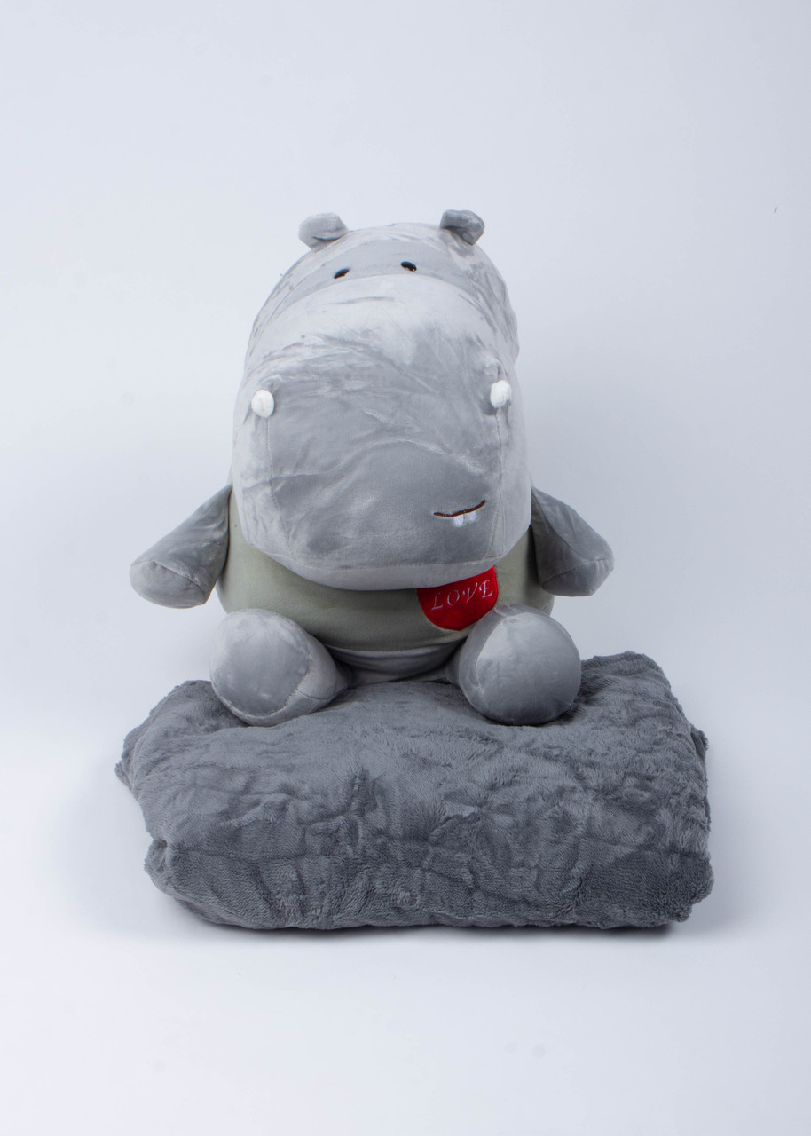 

Игрушка-подушка с пледом Бегемот Серый (721491-grey)