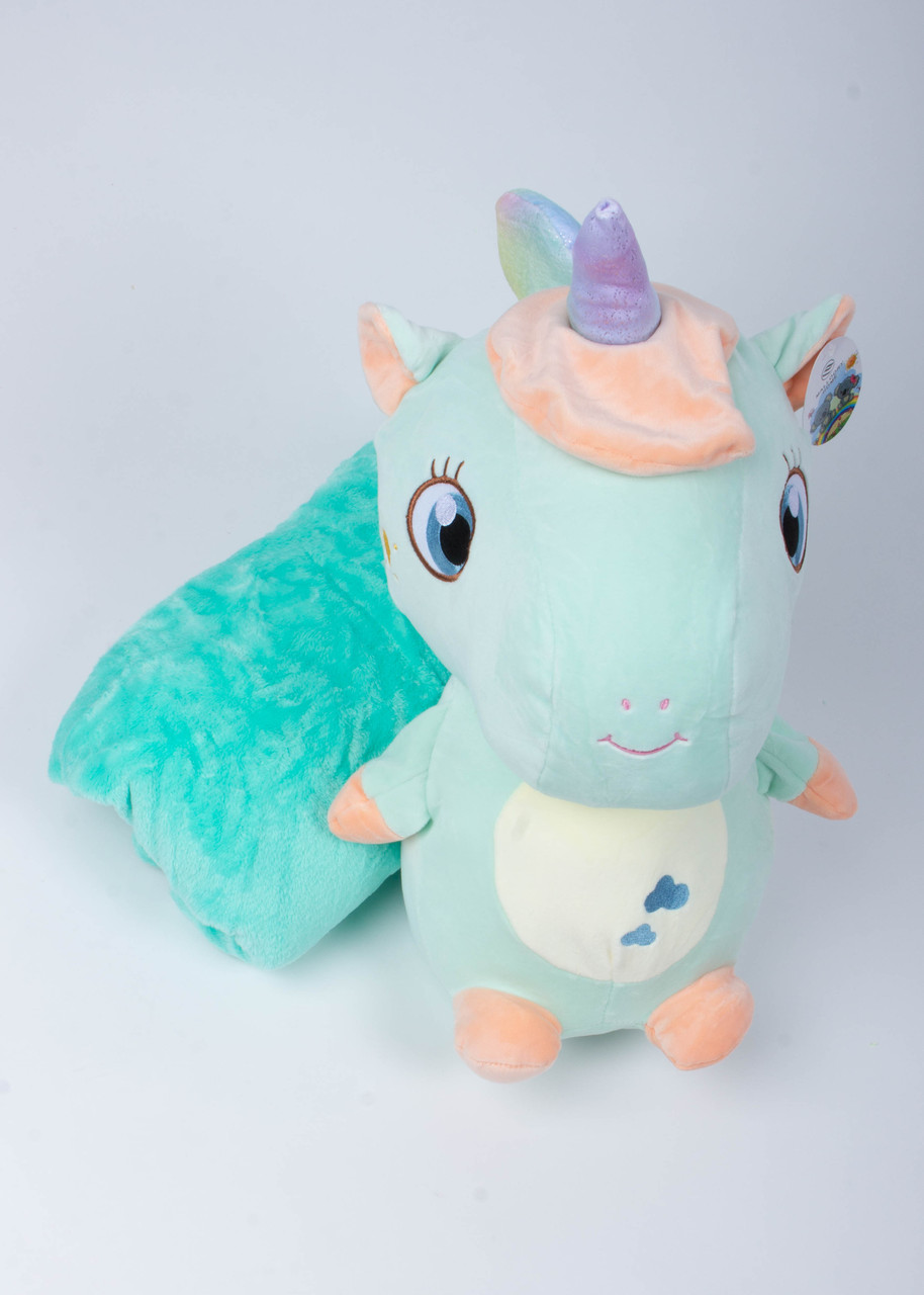 

Игрушка-подушка с пледом Единорог Голубой (721517-mint)
