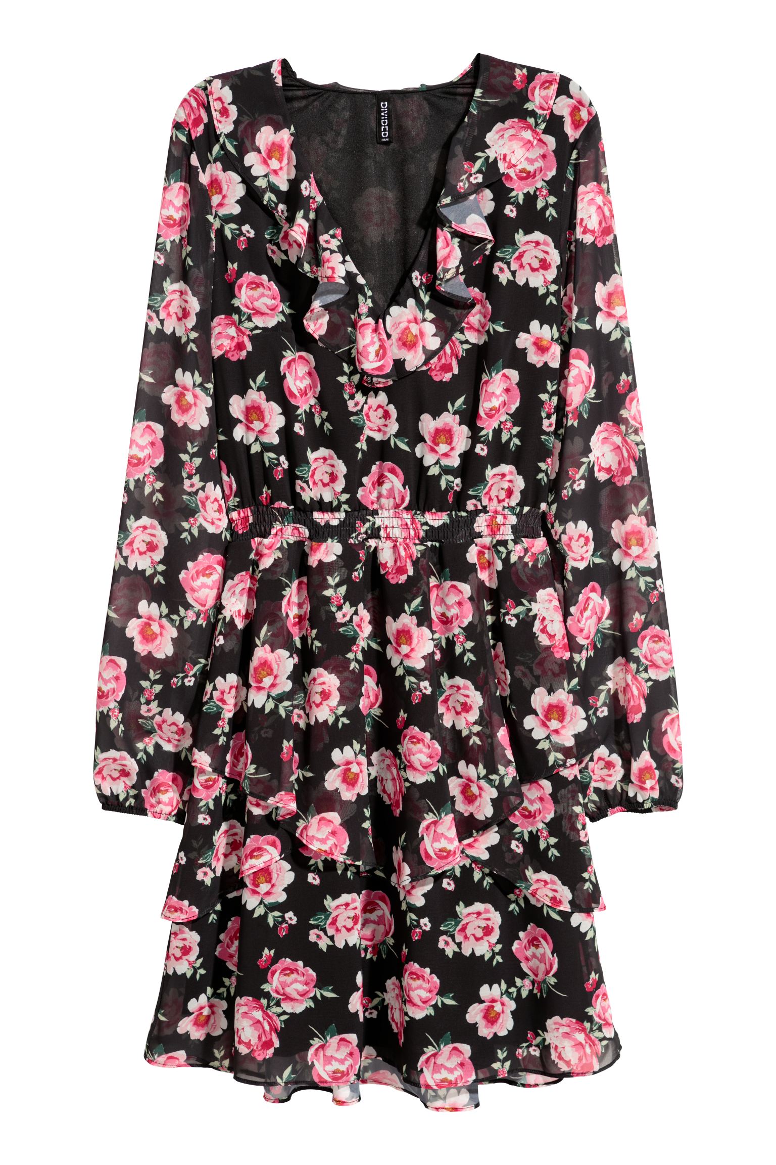 

Платье H&M  черный цветы 2001573323, Платье H&M 32 черный цветы 2001573323