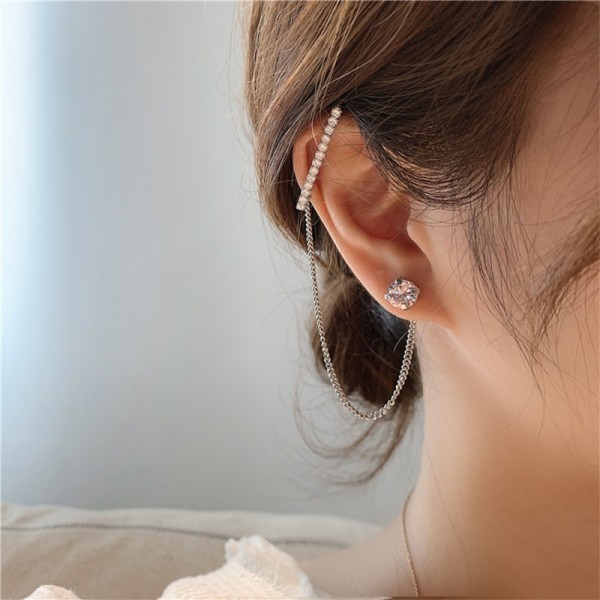

​Серьга каффа со стразами "Silver Hairpin", набор 2 шт, Famous Care