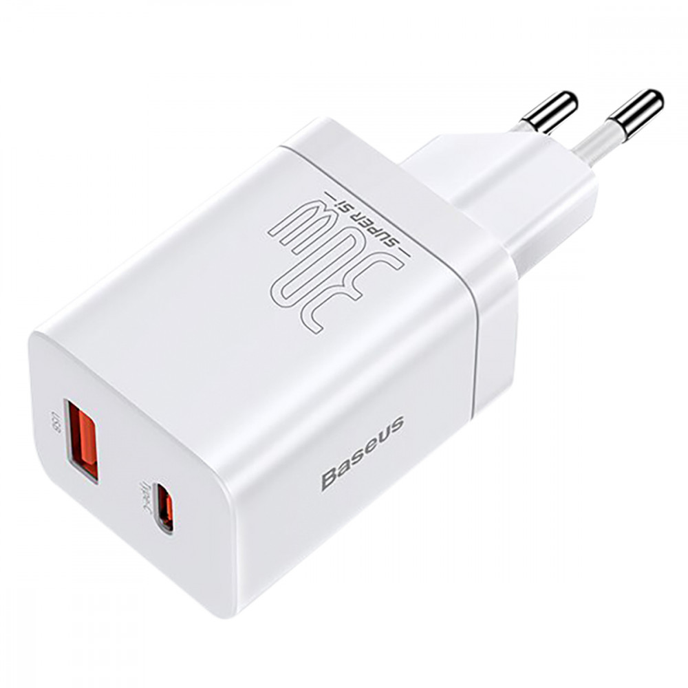 

СЗУ Baseus Super Si Pro Quick Charger Type-C+USB 30W white