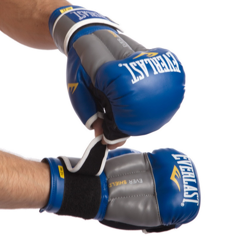 

Перчатки кожанные для смешанных единоборств MMA, самбо, джиу-джитсу, карате ELS LD-P0000663 10 унций синий
