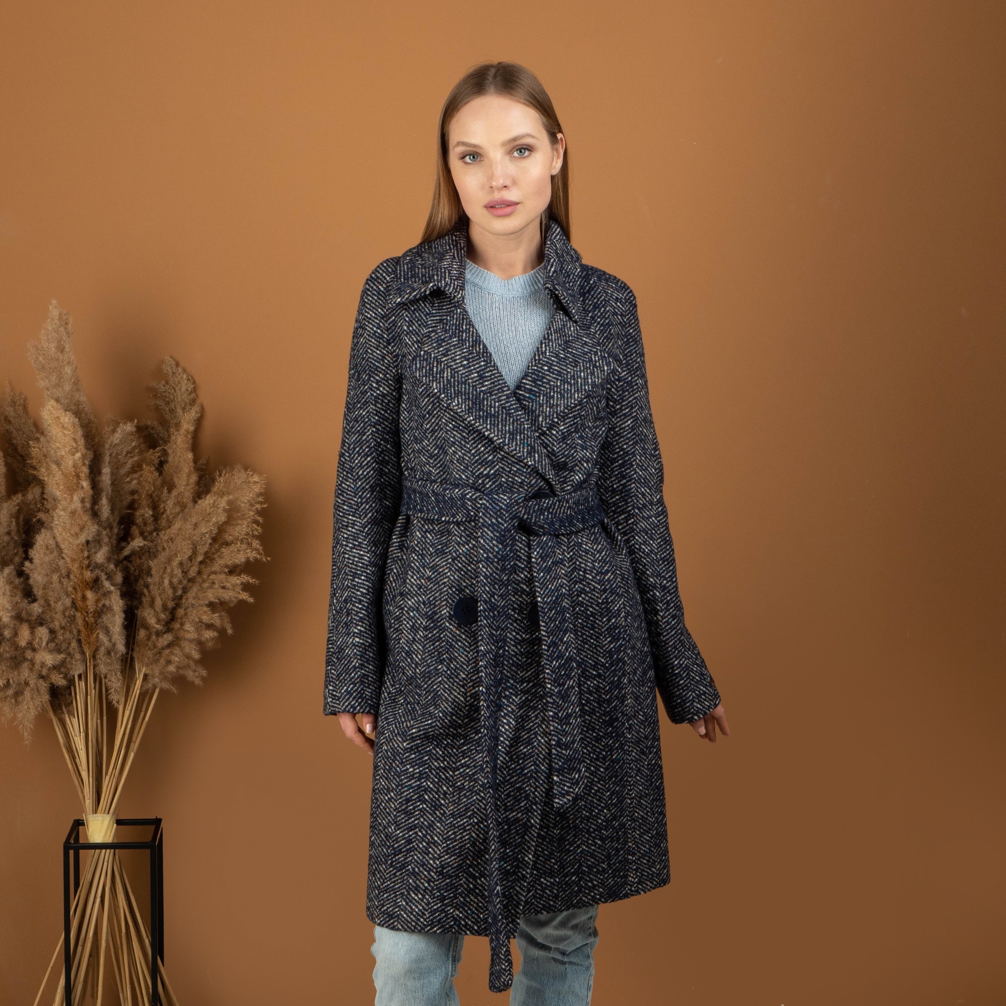 

Женское демисезонное пальто UF-fashion 524-ПК  синий, Женское демисезонное пальто UF-fashion 524-ПК 44 синий