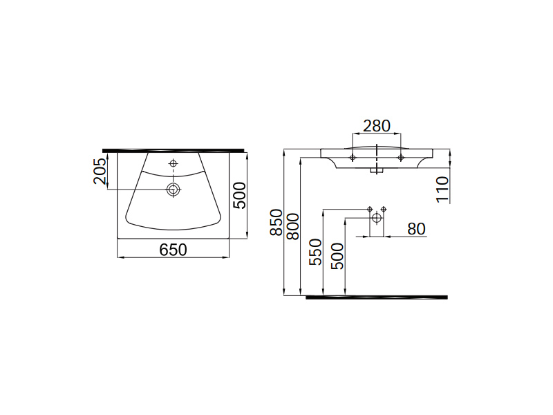 

Умывальник 65 см IDEVIT Vega 2801-0505
