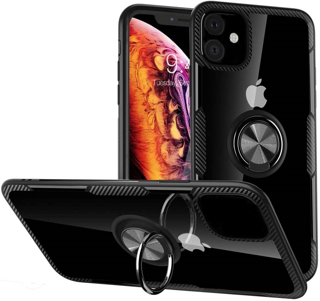 

Панель Drobak Magnetic Ring Case with Airbag для Apple iPhone 12/12 Pro Black