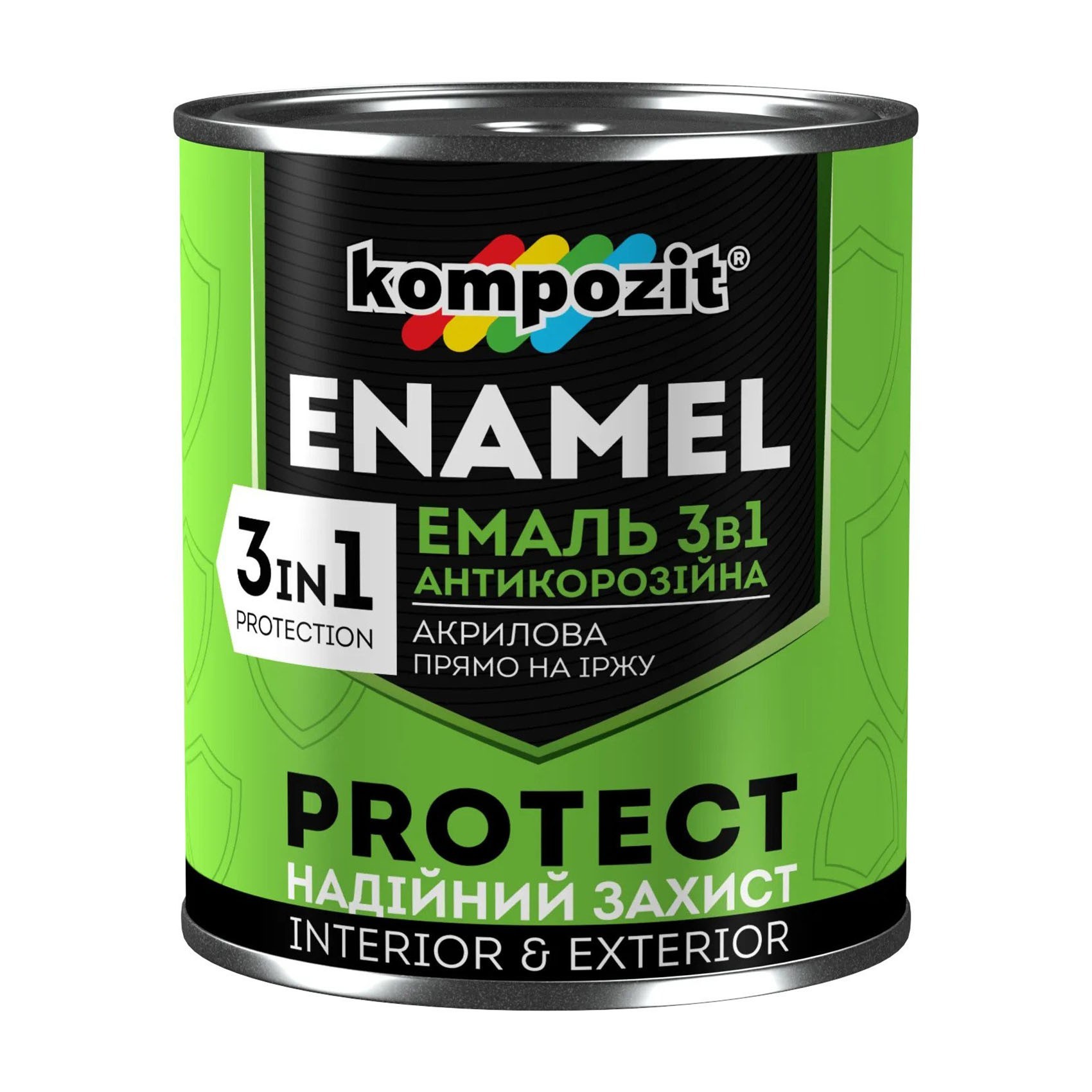 

Эмаль антикоррозионная 3в1 Kompozit PROTECT, 2.7кг Черная