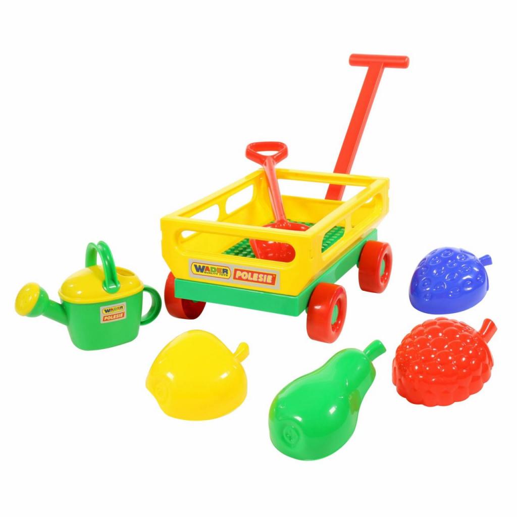 

Игрушка для песка Polesie Тележка с ручкой, лопата, формочки, лейка (45713)