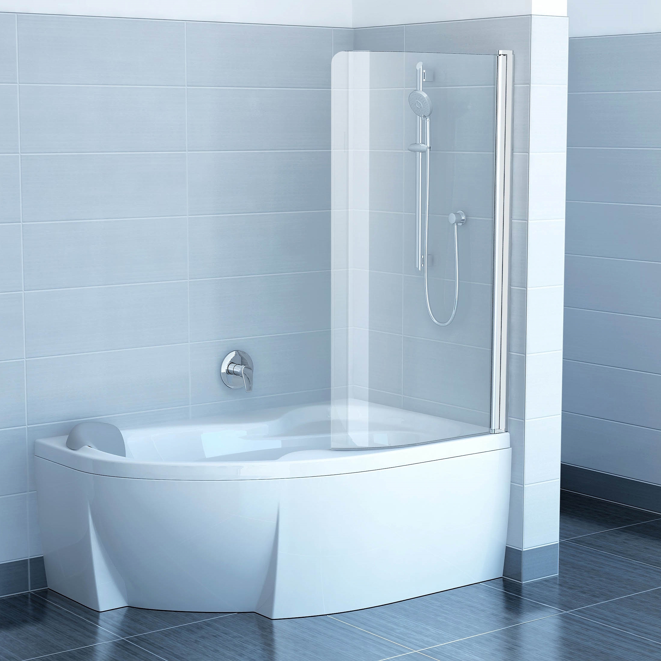 

Шторки для ванны CVSK1-140/150 R Белая (Transparent)