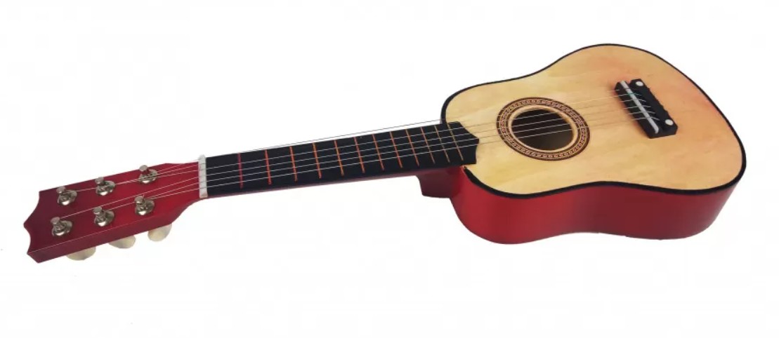 

Детская гитара деревянная шестиструнная METR plus игрушечная 52 см + запасная струна медиатор (Т1062)