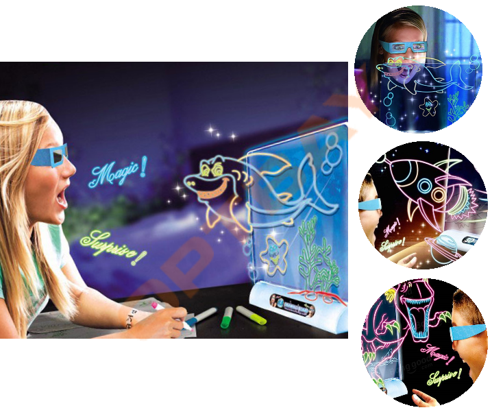 

Магическая 3D доска для рисования Magic Drawing Board, 3D с очками (ММ320791)
