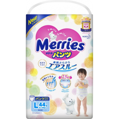 

Подгузник Merries трусики для детей размер L 9-14 кг 44 шт (558868)