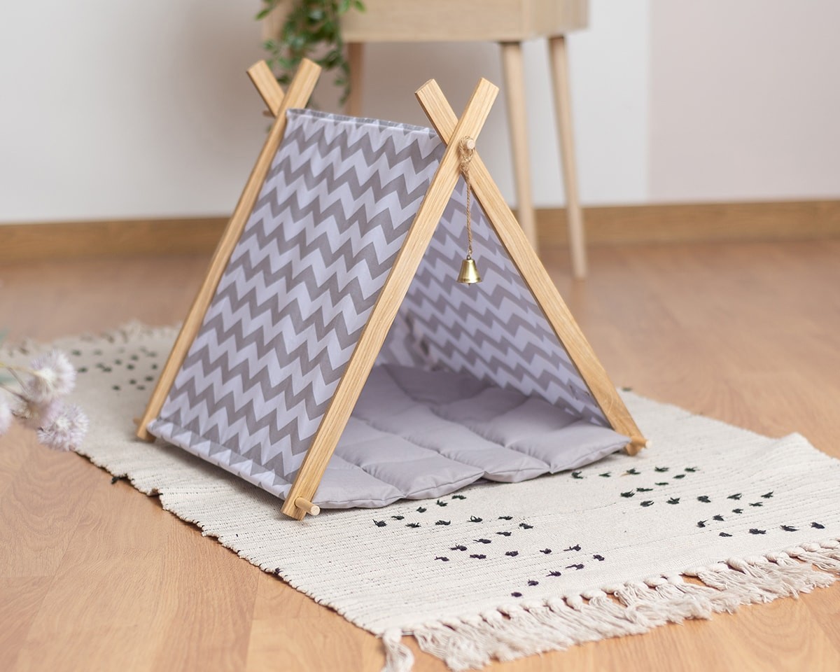 

Палатка для кота MYRR Zigzag gray 40х43x38 см Серый