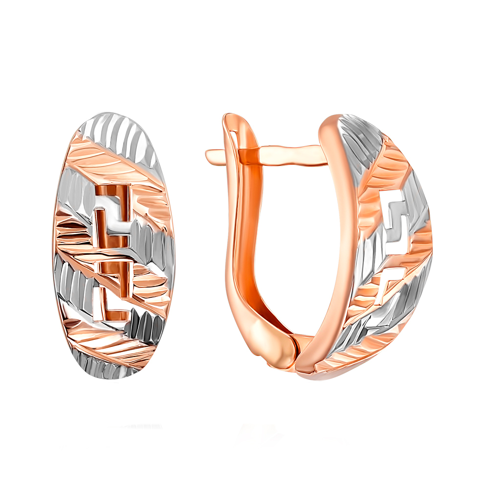 

Золотые серьги в комбинированном цвете с алмазной гранью 000106349