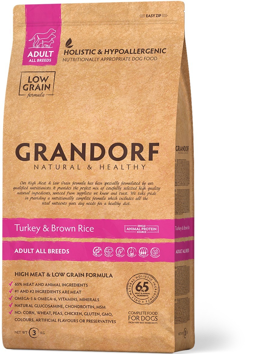 

Сухой корм для собак Grandorf Turkey & Brown Rice Adult All Breeds с индейкой и коричневым рисом 3 кг
