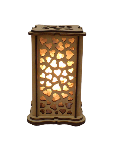 

Соляная лампа-ночник Saltlamp Сердечки деревянная прямоугольная высотой 15 см (123697)