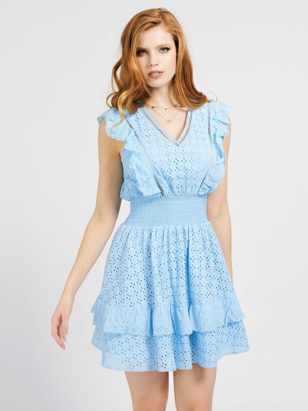 

Платье из прошвы Guess  голубой W1GK0HWDVE1, Платье из прошвы Guess S голубой W1GK0HWDVE1