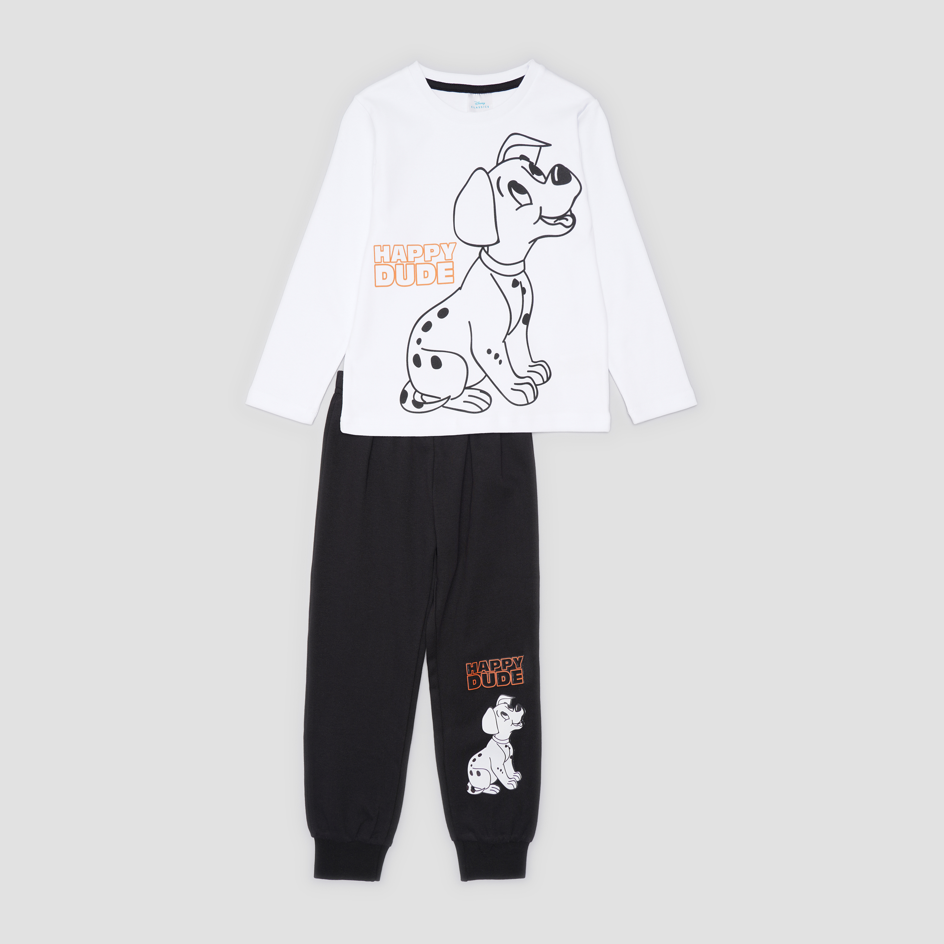 

Пижама (футболка с длинным рукавом + штаны) Disney DL18472 110 см Бело-черная
