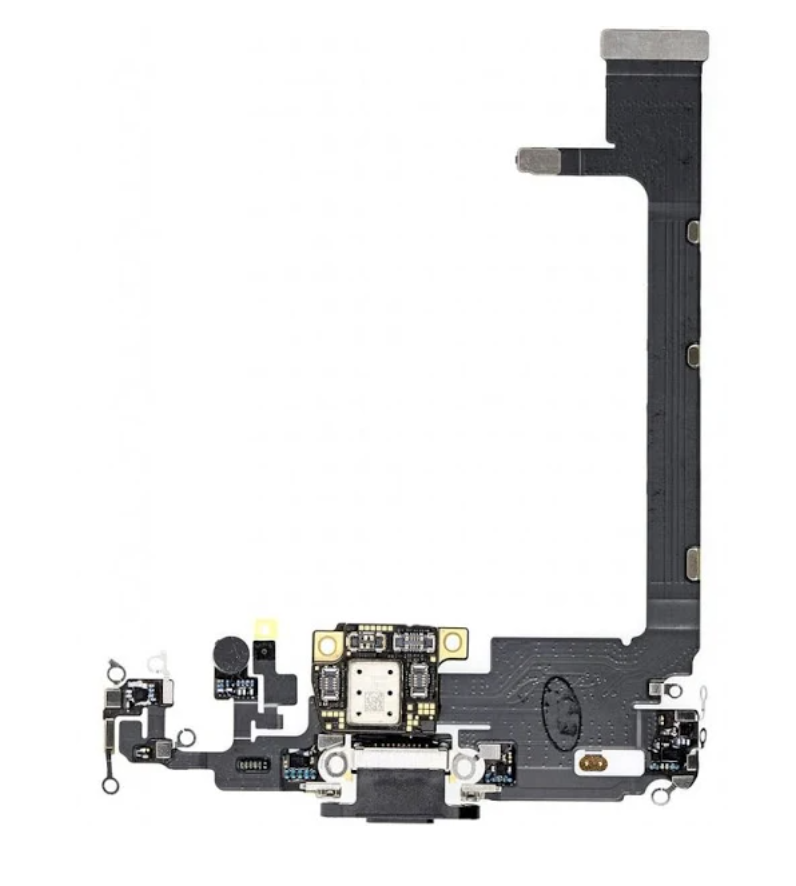 

Шлейф для iPhone 11 Pro Max, с разъемом зарядки, с микрофоном, черный, Matte Space Gray High Copy