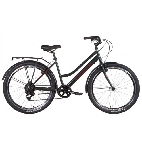 

Велосипед ST DISCOVERY PRESTIGE WOMAN VBR С БАГАЖНИКОМ ЗАД ST, С КРЫЛОМ ST 26" 17" 2022 Темно-зеленый