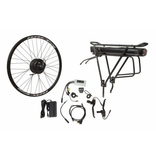 

Электрический велонабор на багажник. Мотор-колесо 27.5" задн. редуктор. 350Вт 36В 12.5Ач 17A контр,ручка газа,диспл,торм.ручки,датчик с-мы асс.пед, заряд.устр.