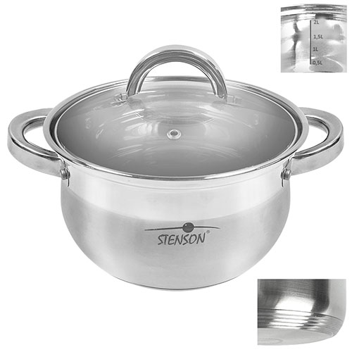 

Кастрюля с крышкой индукционное дно Belly 28х14.5 см Stenson MH-2724 7.6 л