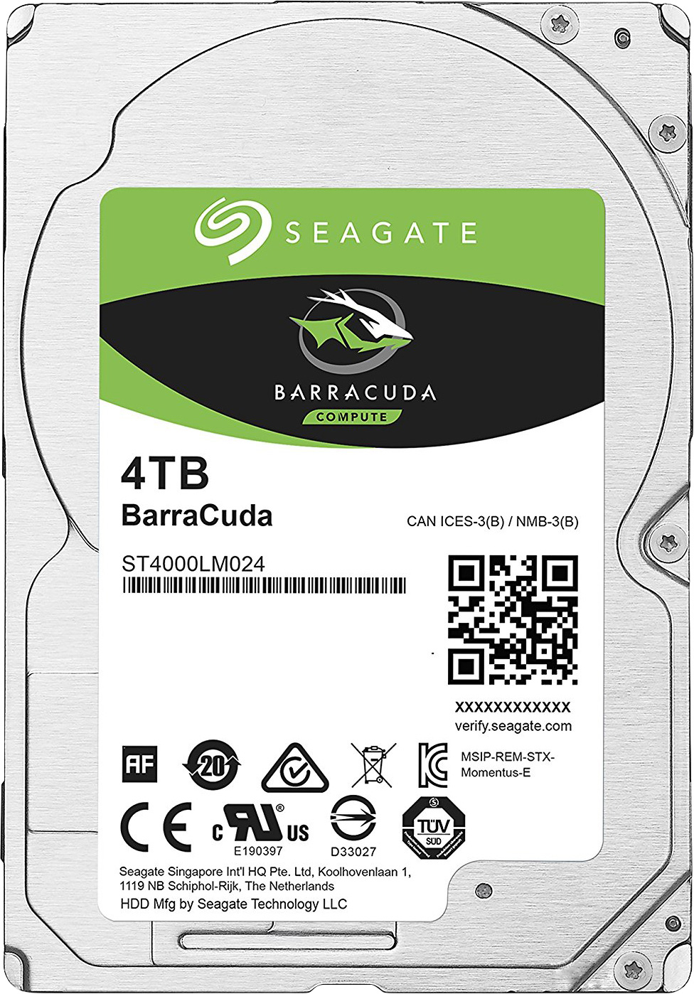 

Жесткий диск Seagate BarraCuda HDD 4TB 5400rpm 128MB ST4000LM024 2.5 SATA III