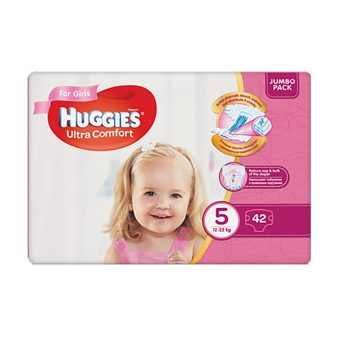 

Подгузники детские Huggies Ultra Comfort 5 12-22 кг 42 шт. GIRL