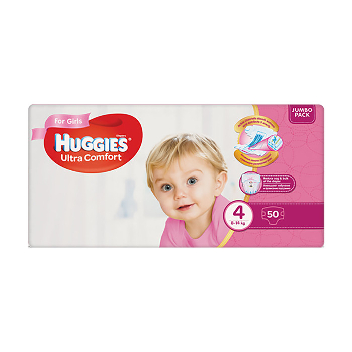 

Подгузники детские Huggies Ultra Comfort 4 8-14 кг 50 шт. GIRL