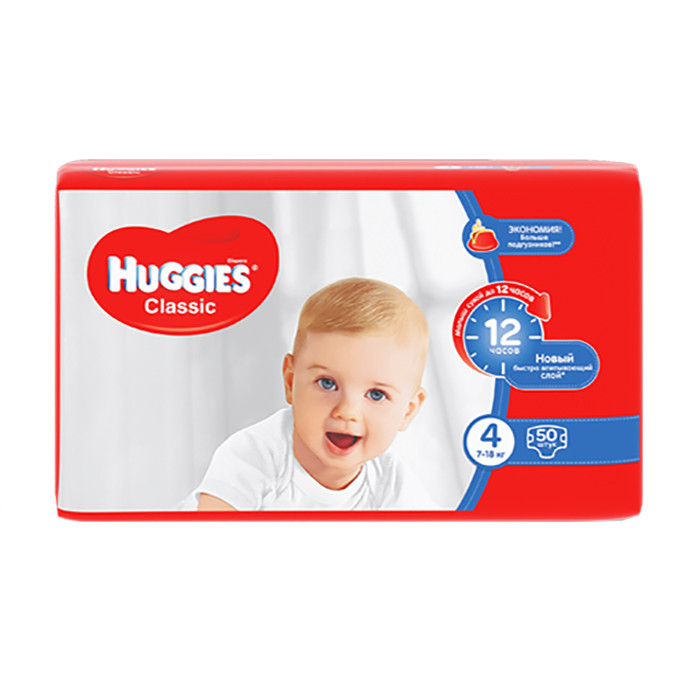 

Подгузники детские Huggies classic 4 7-18кг 50шт