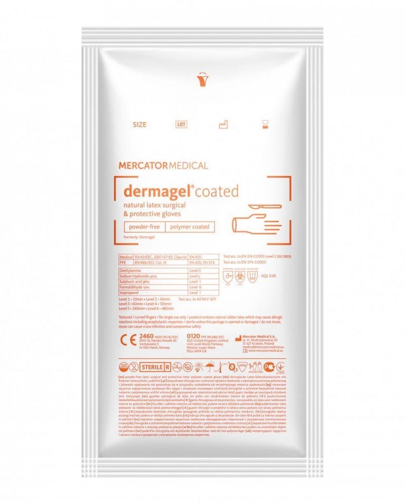 

Перчатки медицинские хирургические латексные неприпудренные Dermagel Coated р.7 100 шт