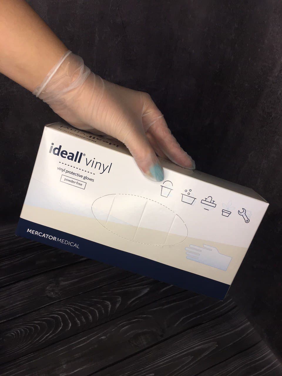 

Перчатки виниловые Ideall Vinyl M нестерильные неопудренные 10 уп 100 шт прозрачные