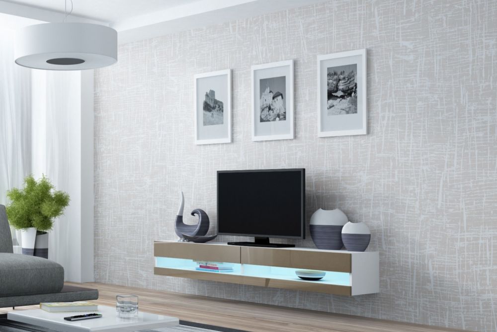 

TV тумба RTV VIGO NEW Cama meble корпус - білий мат, фронт - латте глянець