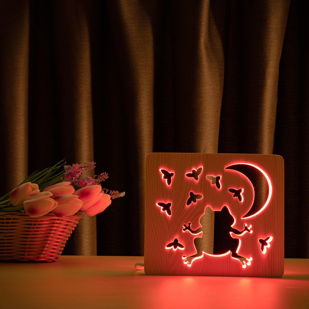 

Светильник ночник ArtEco Light из дерева LED "Лягушка и сверчки" с пультом и регулировкой цвета, RGB